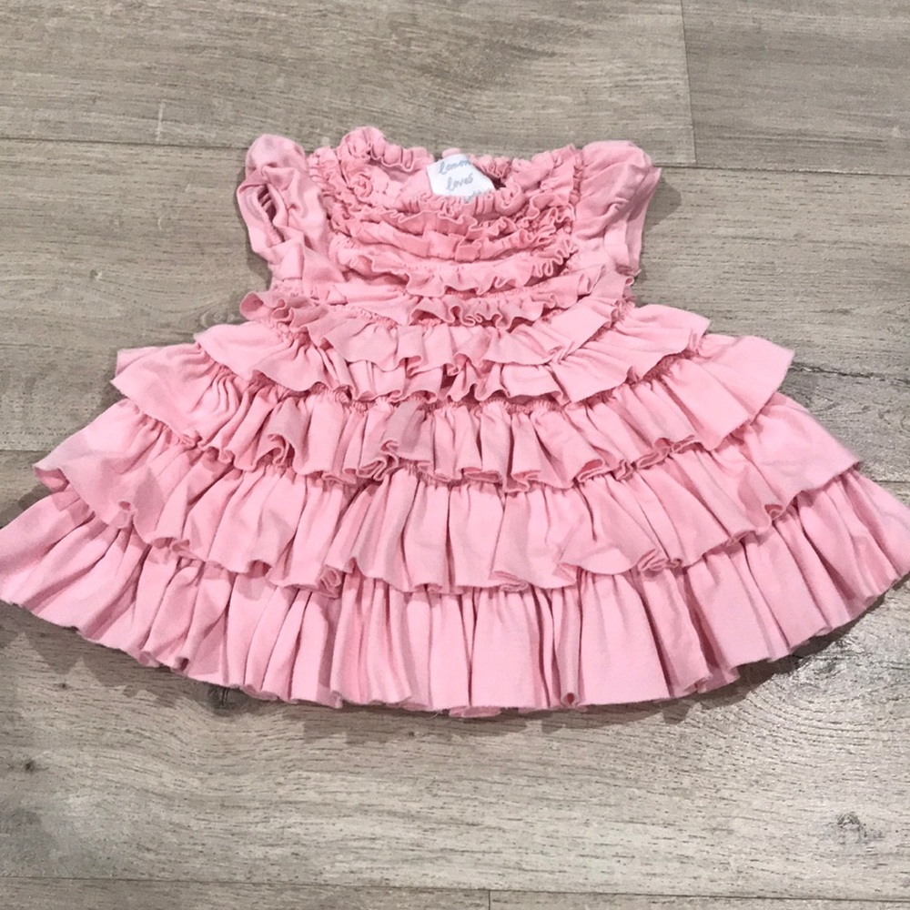 Lemon Loves Lime baby girl pink ruffle dress 0-3 M